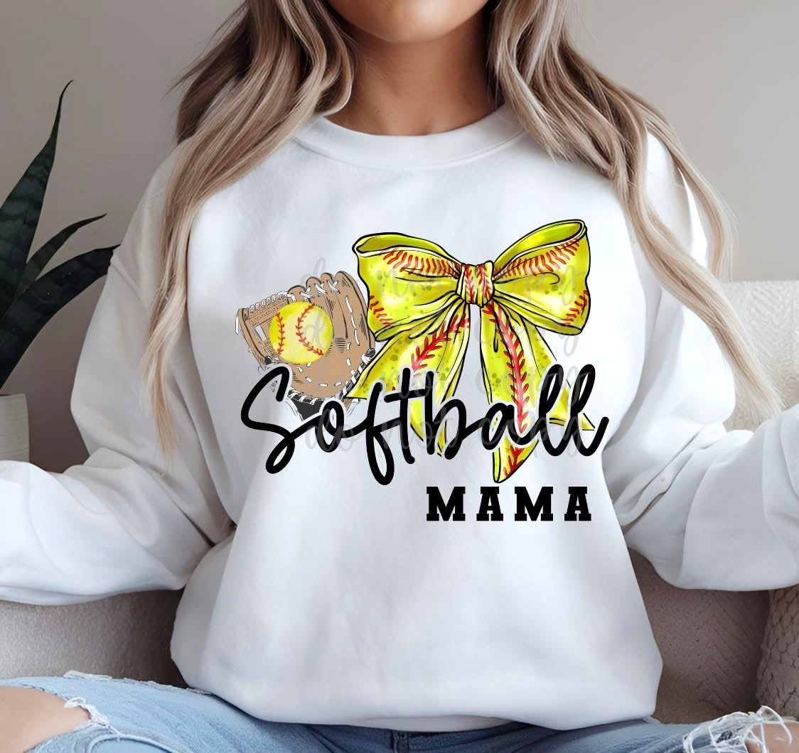 Softball Mama with Bow & Glove