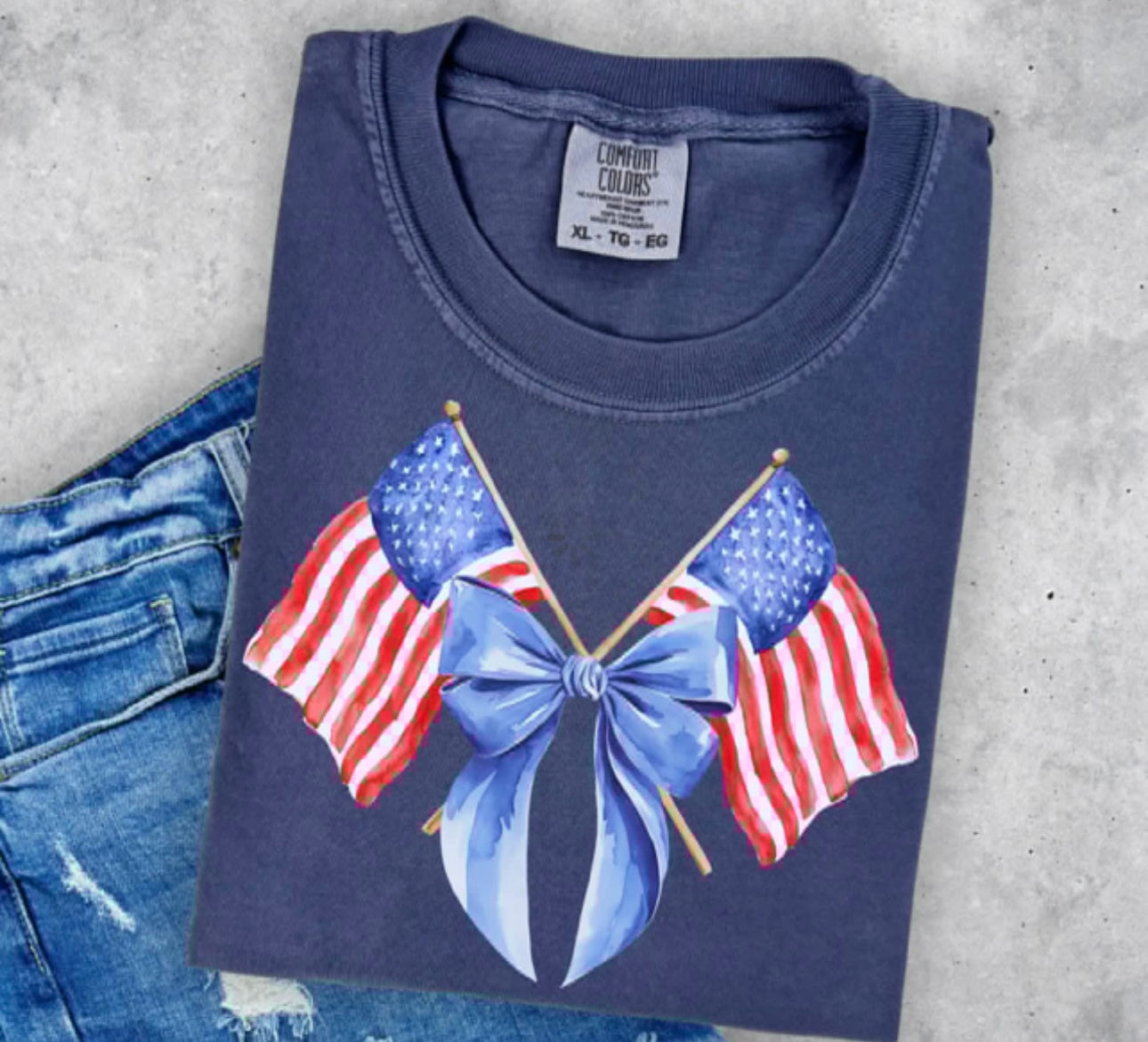 American Flags with bow