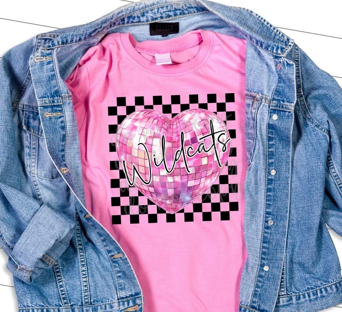 Custom School Valentine Checkered Disco Heart