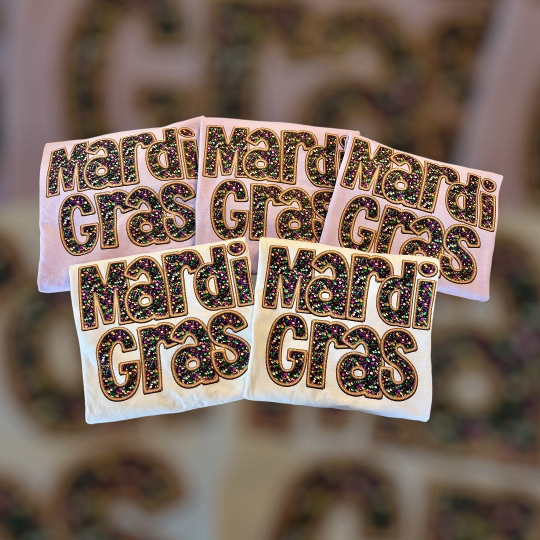 Comfort Color Mardi Gras Faux sequin