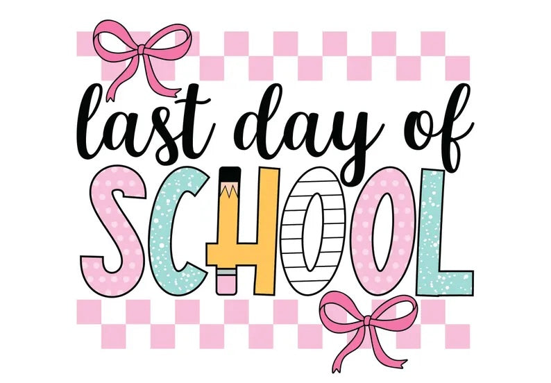 Last day of school checkered bow