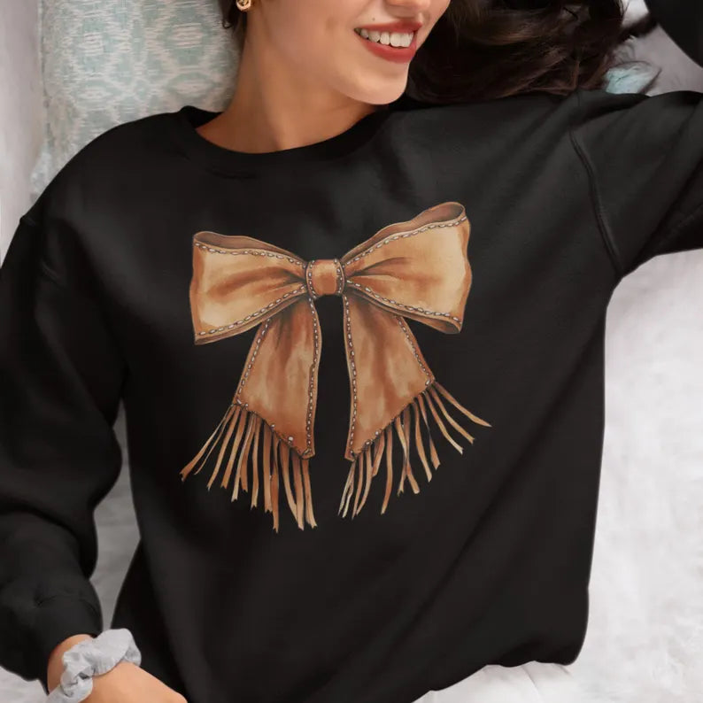 Leather Fringe Bow